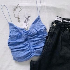 Urban Outfitters Marcie Sky Ruched Cropped Cami - Small